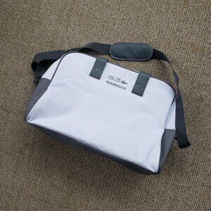 LACOSTE PARFUM L12-12 WHITE GRAY SPORT DUFFEL GYM WEEKEND LARGE BAG